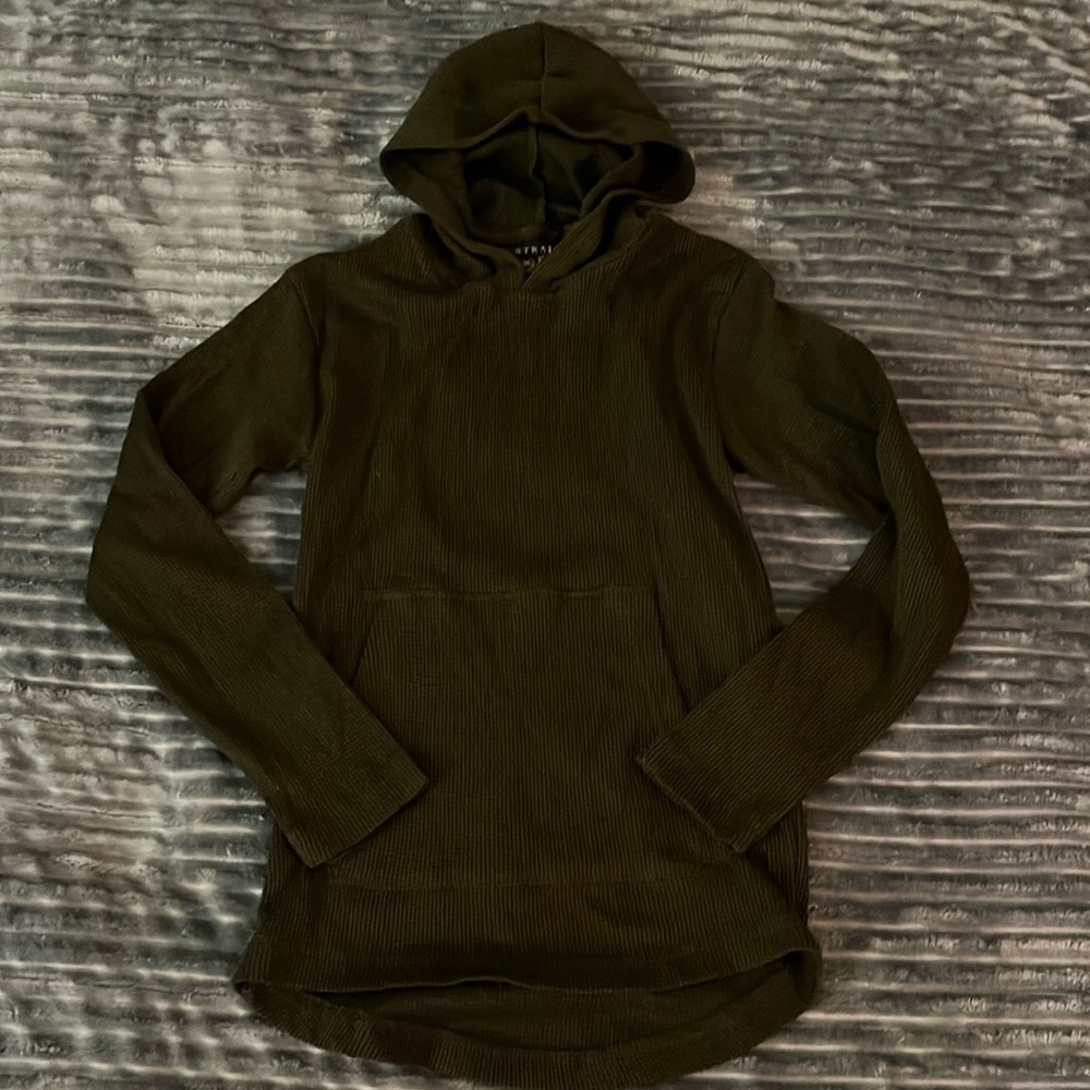 Straight Faded Small 8 Youth Dark Green Long Sleeve Hoodie Thermal Material